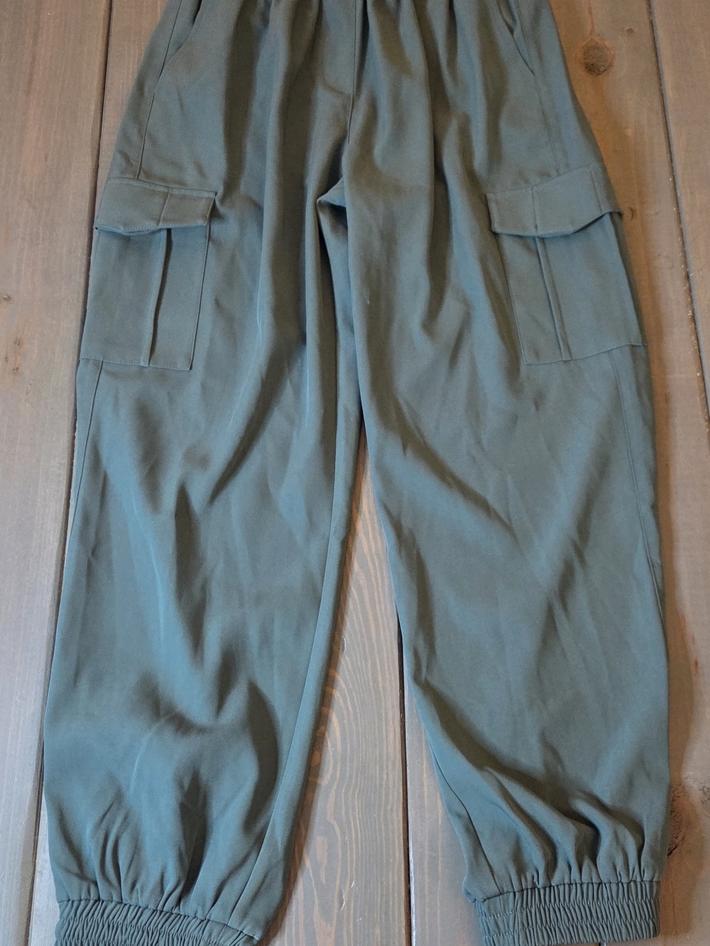 NWT Mystree Green Cargo Jogger Pants Medium Elastic Waist Utility Trendy